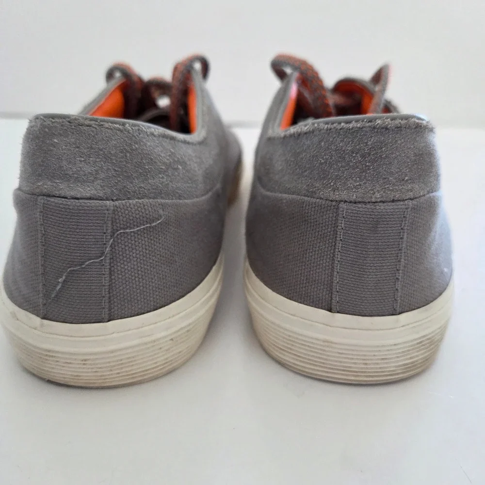 Polo Ralph Lauren Boat Shoes Grey Orange Canvas Moc Toe Mens 10